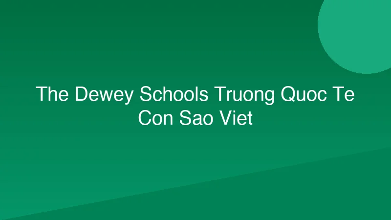 The Dewey Schools: Trường quốc tế sao Việt?